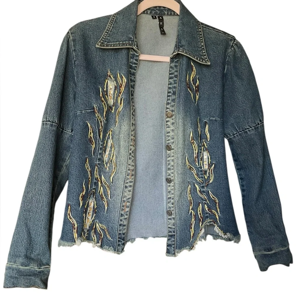 A.Z.I Jean‎ Embroidered and Beaded Jacket. Size 2